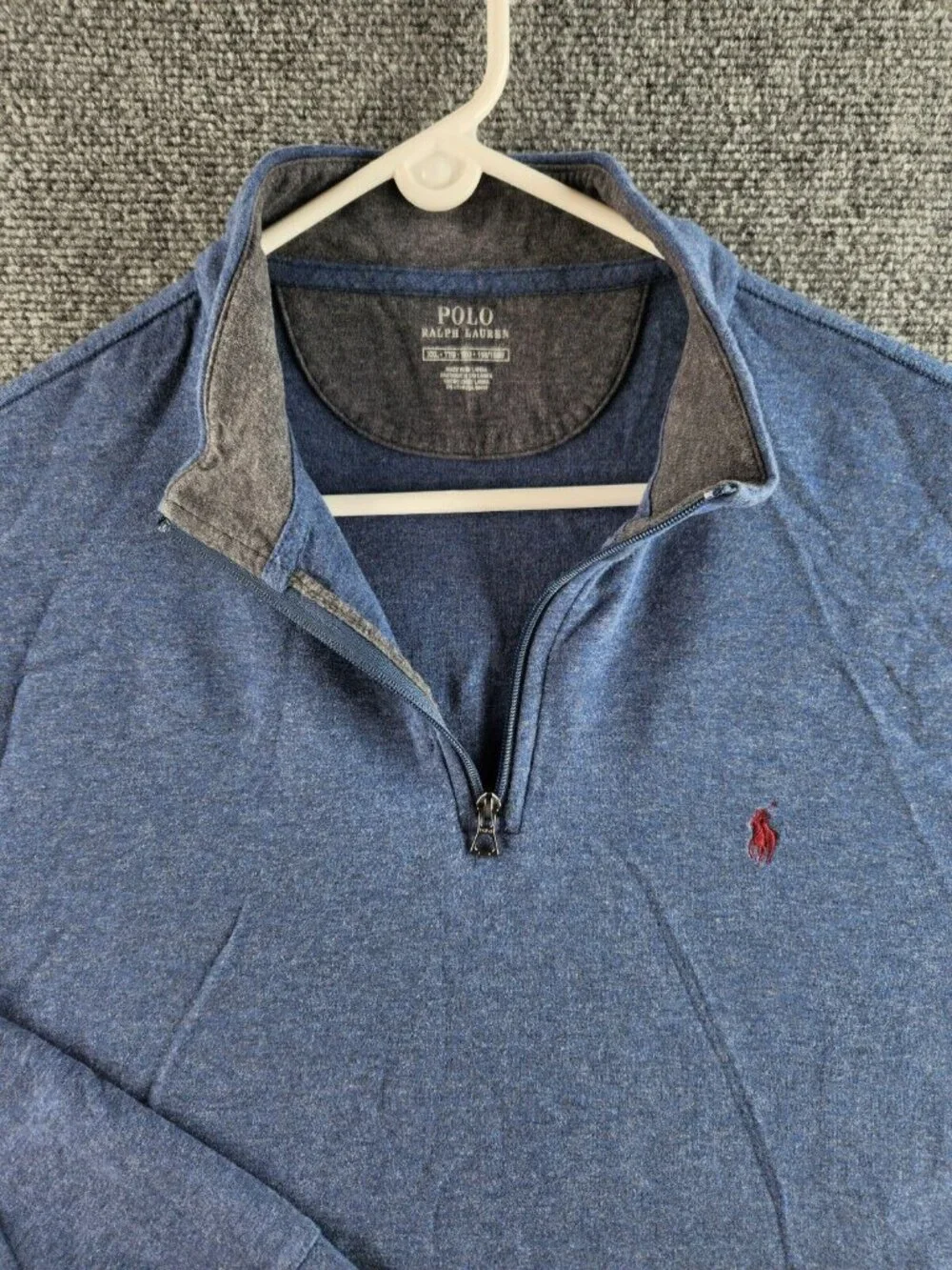 Polo Ralph Lauren 1/4 Zip Pullover Sweater Blue Long Sleeve Cotton Blend XXL MEN
